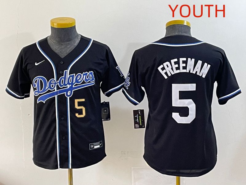 Youth 2025 Los Angeles Dodgers #5 Freeman Black Three generations Fashion Nike MLB Jersey style 4
